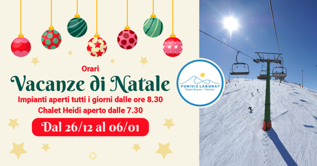 orari vacanze di Natale Funivie Lagorai